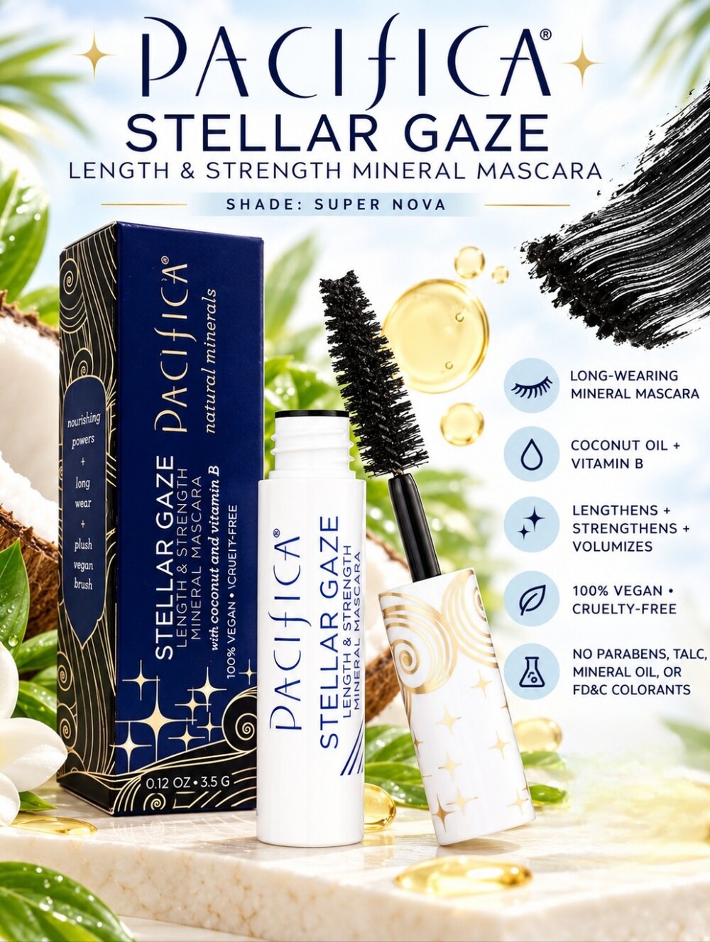 Pacifica Stellar Gaze Length & Strength Mineral Mascara – Super Nova Mini